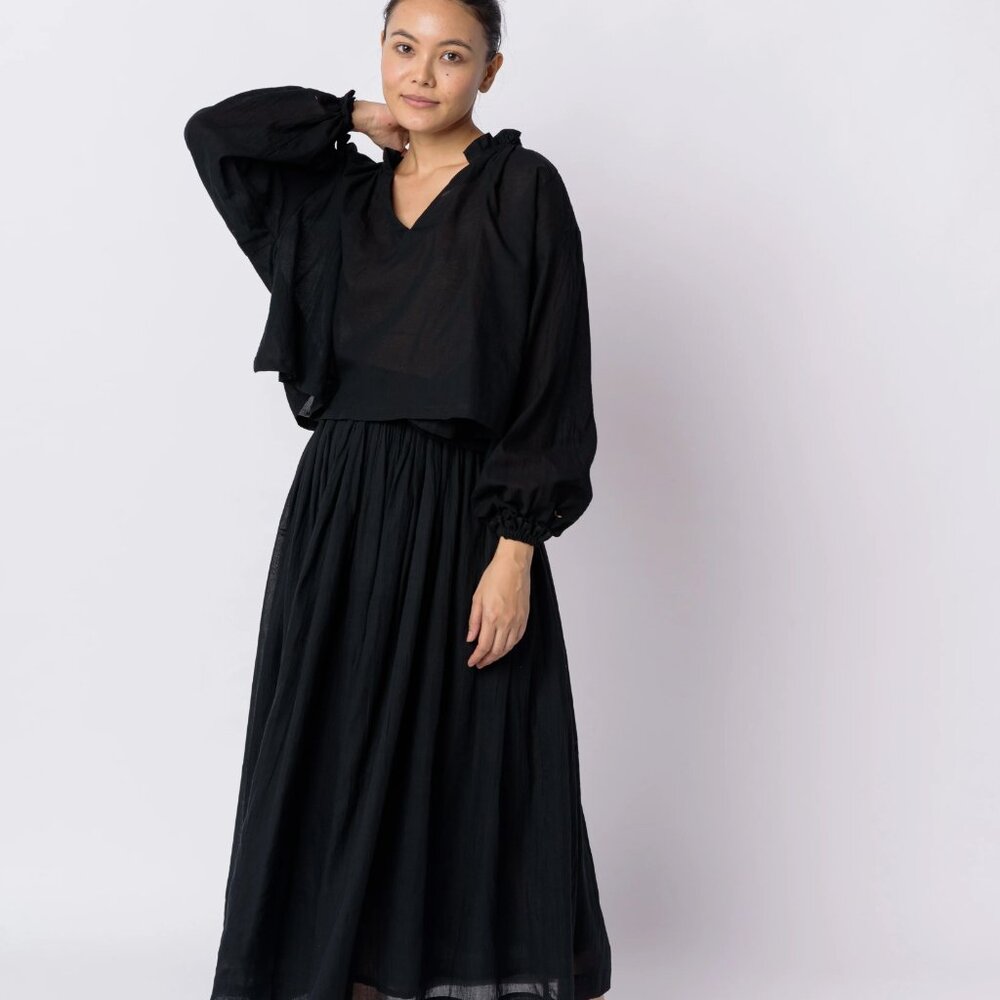 Classic Black Pull-On Skirt by World of Crow - Picture 3 of 5